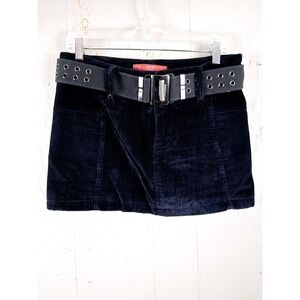 Authier Corduroy Skirt US 6 Made Italy 42 Blue Belted Micro Mini Short Luxury